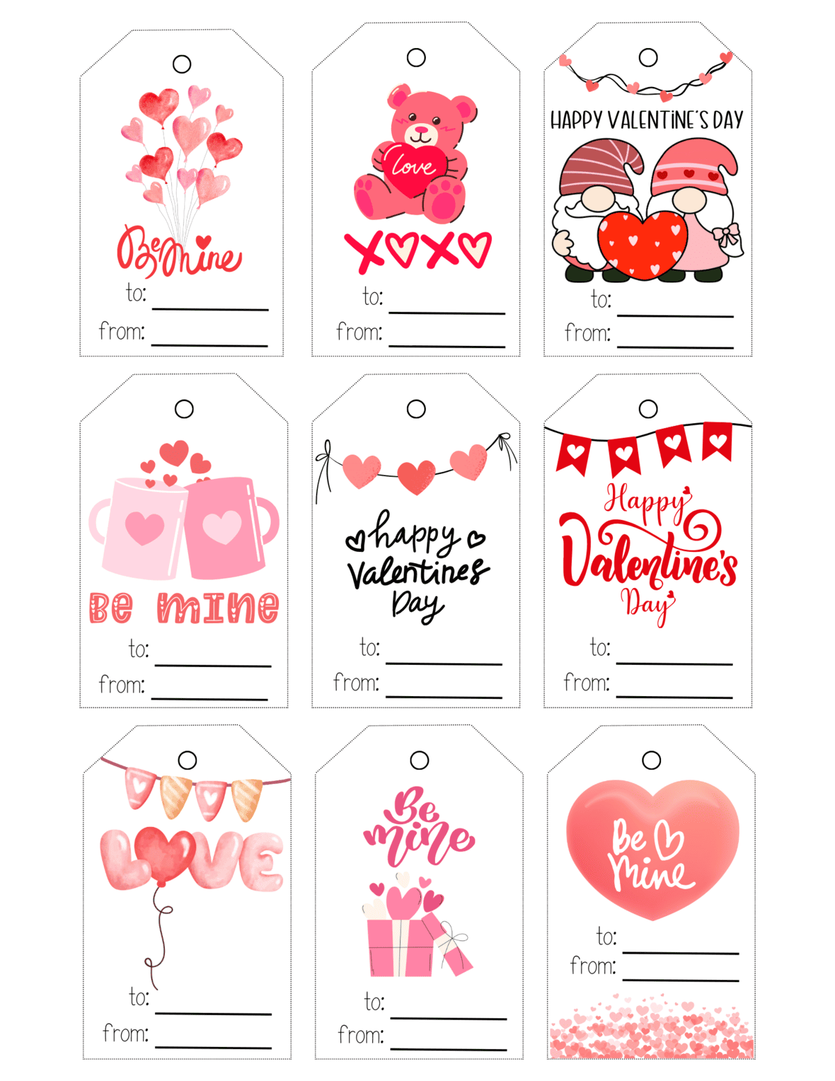 valentines tags free printable for students - free printable